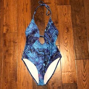 Missguided Plunge Halter Swimsuit